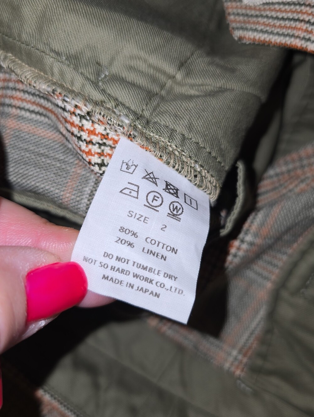 NWT ts(s) Takuji Suzuki Japanese Menswear Plaid Shorts Cotton Linen Blend 2 S/M - Picture 6 of 7